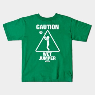 Caution Wet Jumper - Green/White Kids T-Shirt